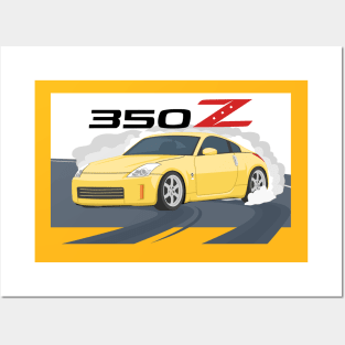 car 350z drift yellow Posters and Art